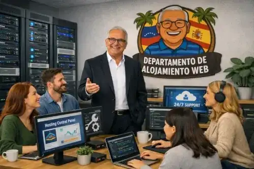 Técnicos trabajando en una sala de servidores de un centro de datos.